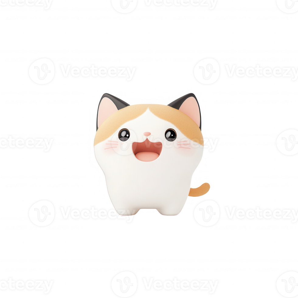 A cute cartoon cat character with a joyful expression, perfect for pet lovers. png