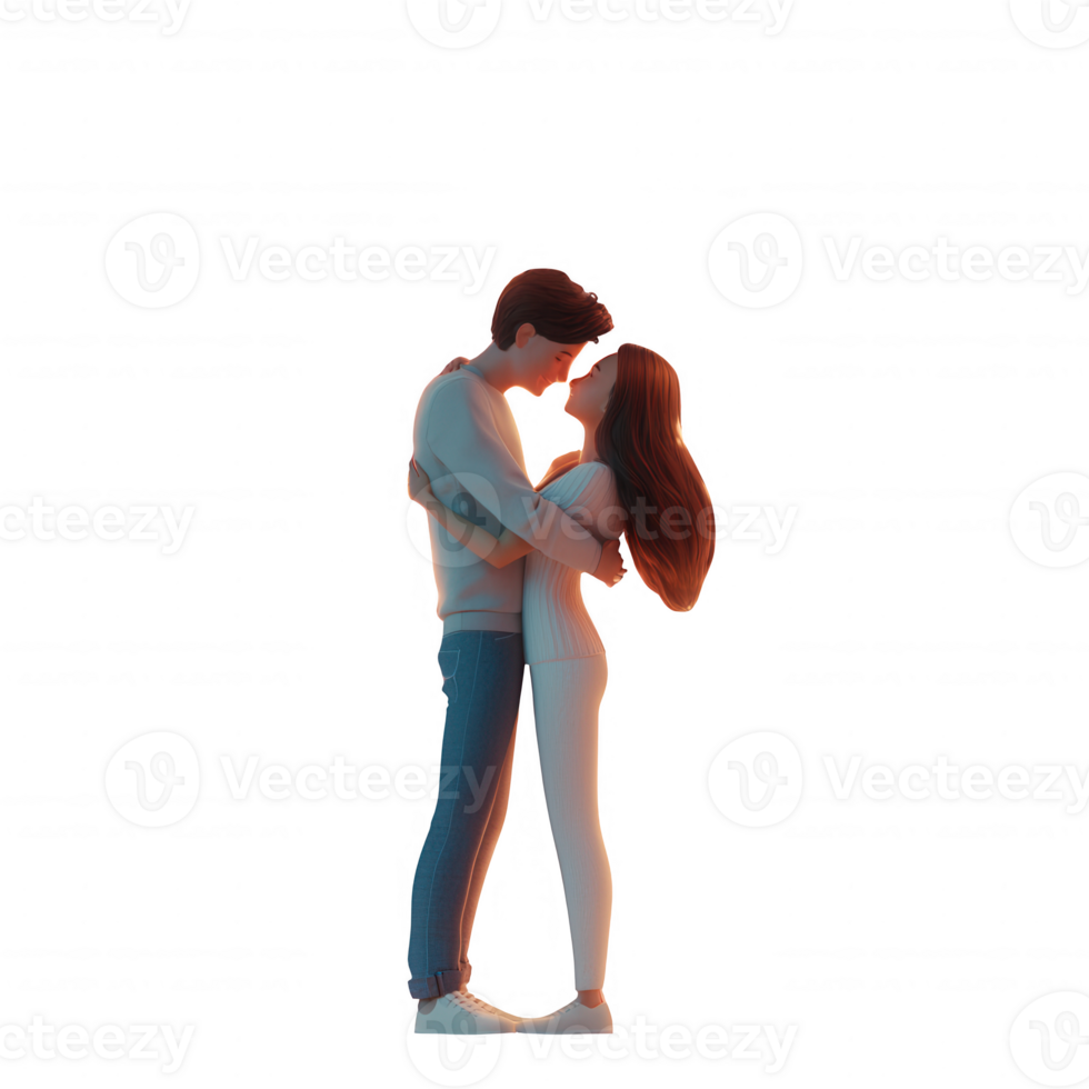 A romantic couple embracing each other in a tender moment of love and connection. png