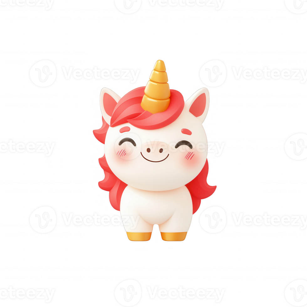 A cute cartoon unicorn character with a joyful expression and vibrant colors. png