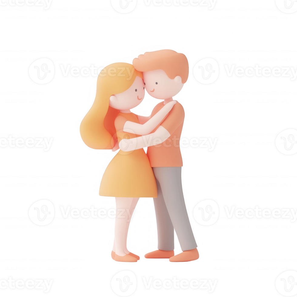 A sweet animated couple embracing, showcasing love and affection, perfect for romance themes. png