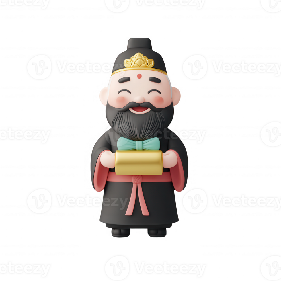 A cheerful cartoon figurine representing a cultural deity in vibrant colors. png