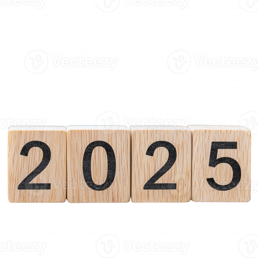 Wooden blocks forming the year 2025, symbolizing future planning and new beginnings. png