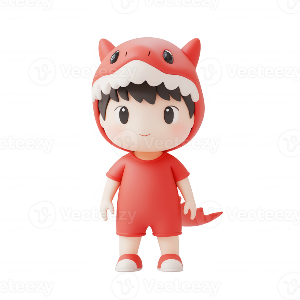 A cheerful child in a dinosaur costume, embodying fun and playful imagination. png