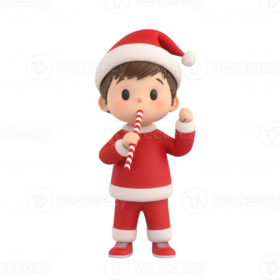 A cheerful child in a Santa outfit, joyfully playing a festive whistle. png