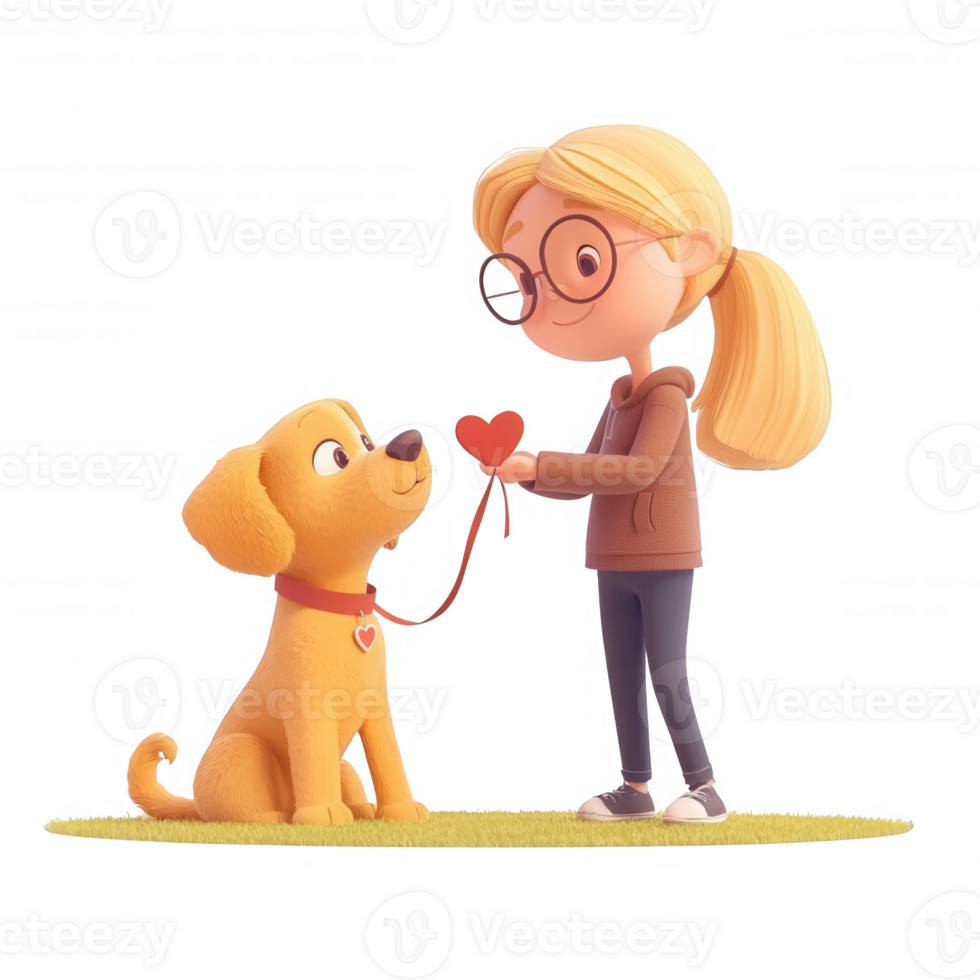 A girl and her dog share a special moment with a heart-shaped gesture. png