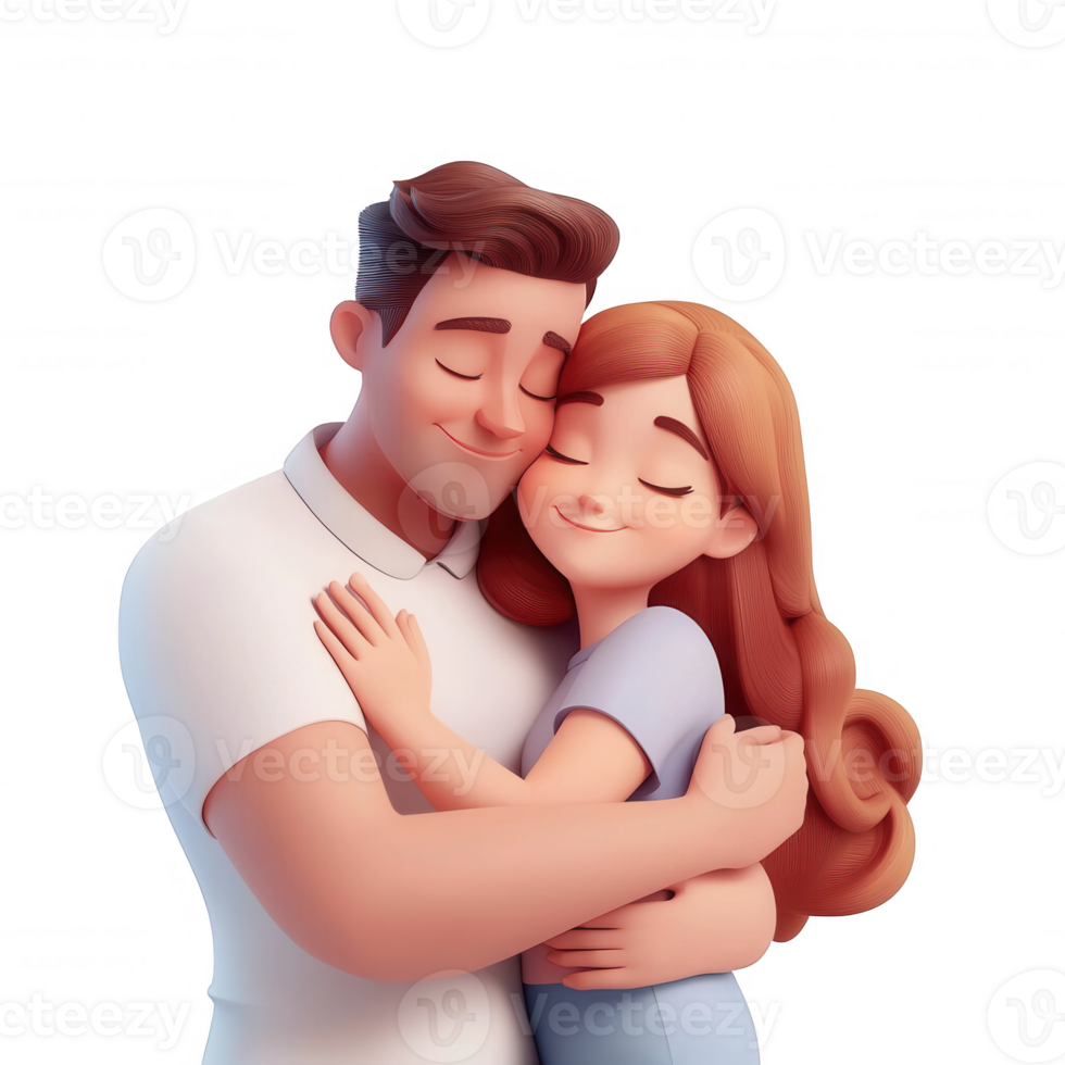 A joyful couple sharing a warm embrace, showcasing love and connection. png