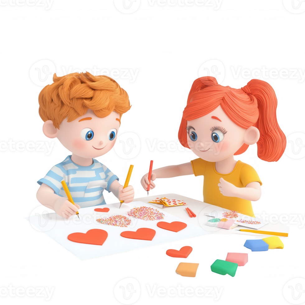 Children creating colorful artwork together with joy and imagination. png