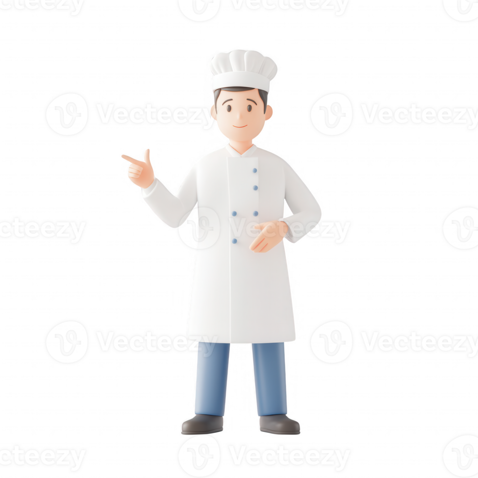 A friendly chef character in a white uniform ready to serve delicious dishes. png