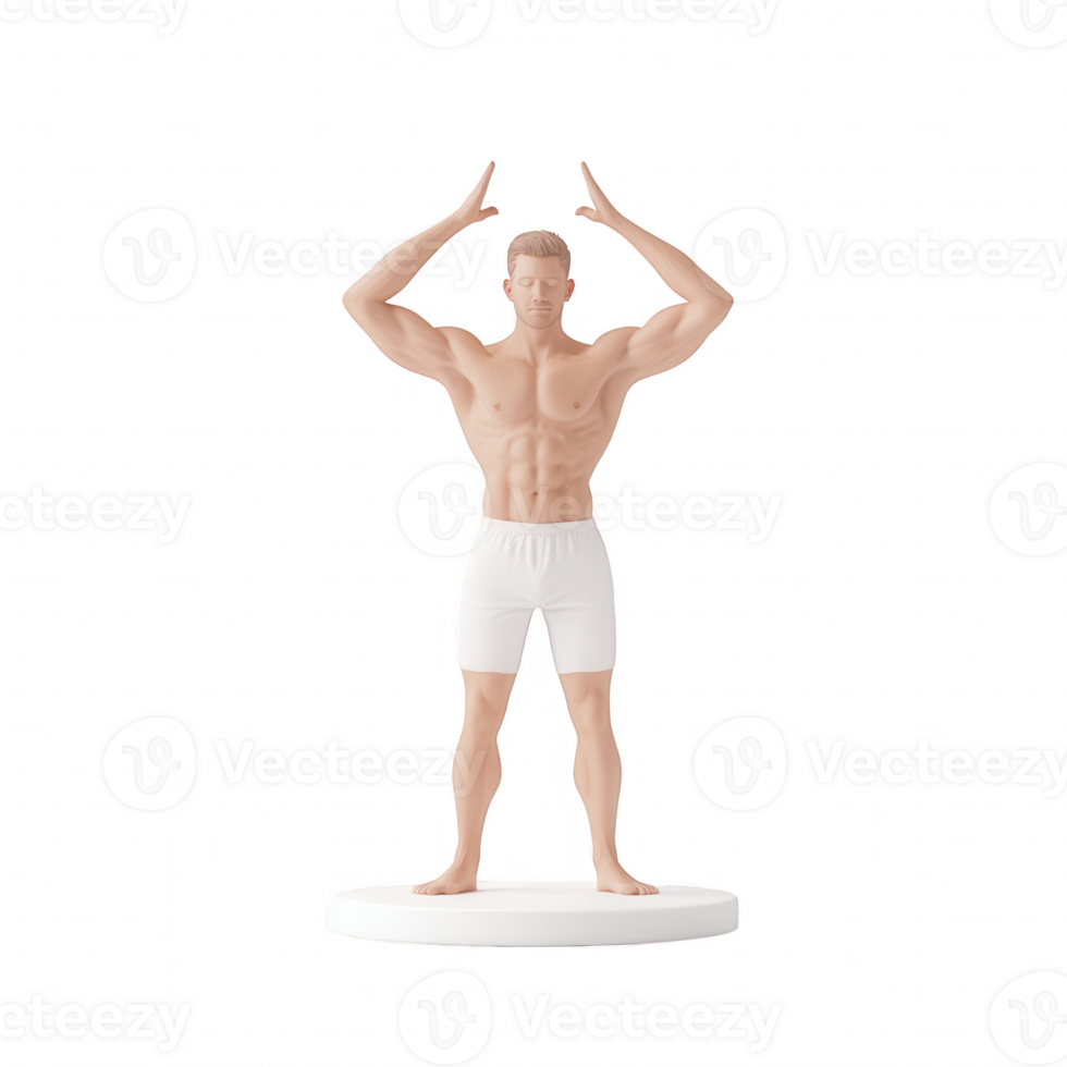 Muscular man demonstrating a fitness pose for exercise promotion. png