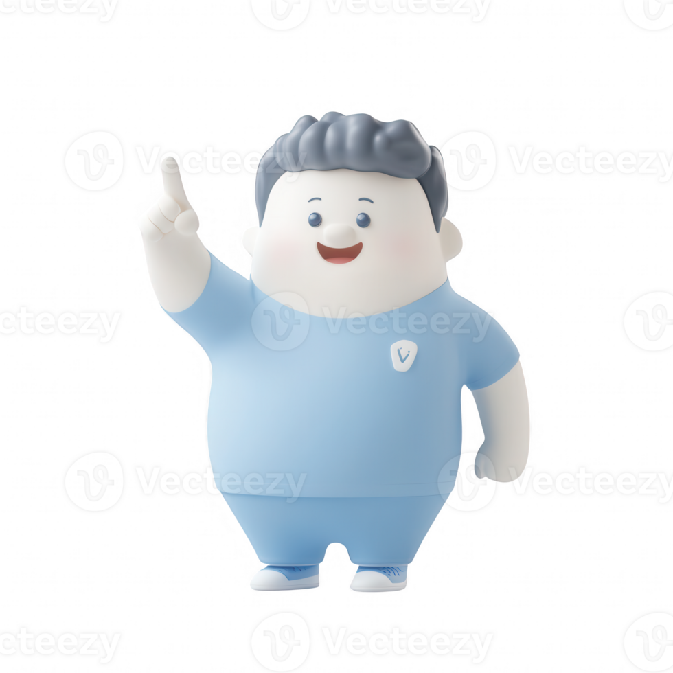 Cheerful cartoon character in blue outfit giving a thumbs-up gesture, expressing positivity. png
