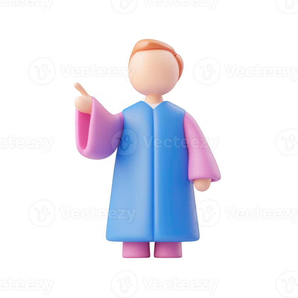 A colorful character illustration with a joyful expression pointing forward. png