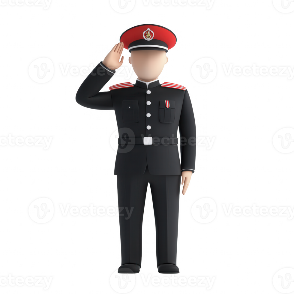 A cartoon police officer in uniform saluting, representing law enforcement. png