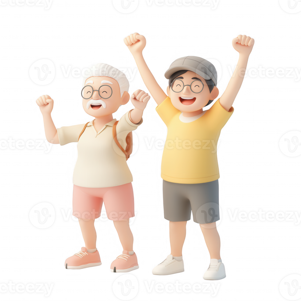 Cheerful elderly couple celebrating together with joy and enthusiasm. png