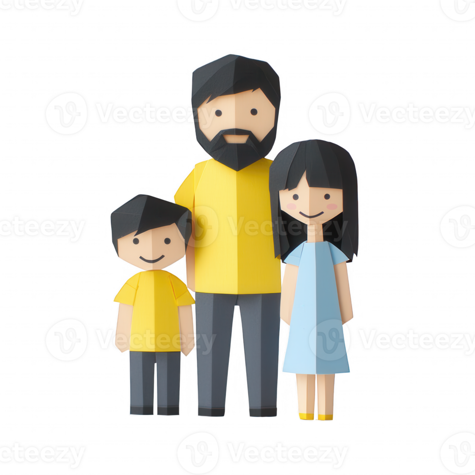 A cheerful family portrait with playful cartoon characters representing unity and joy. png