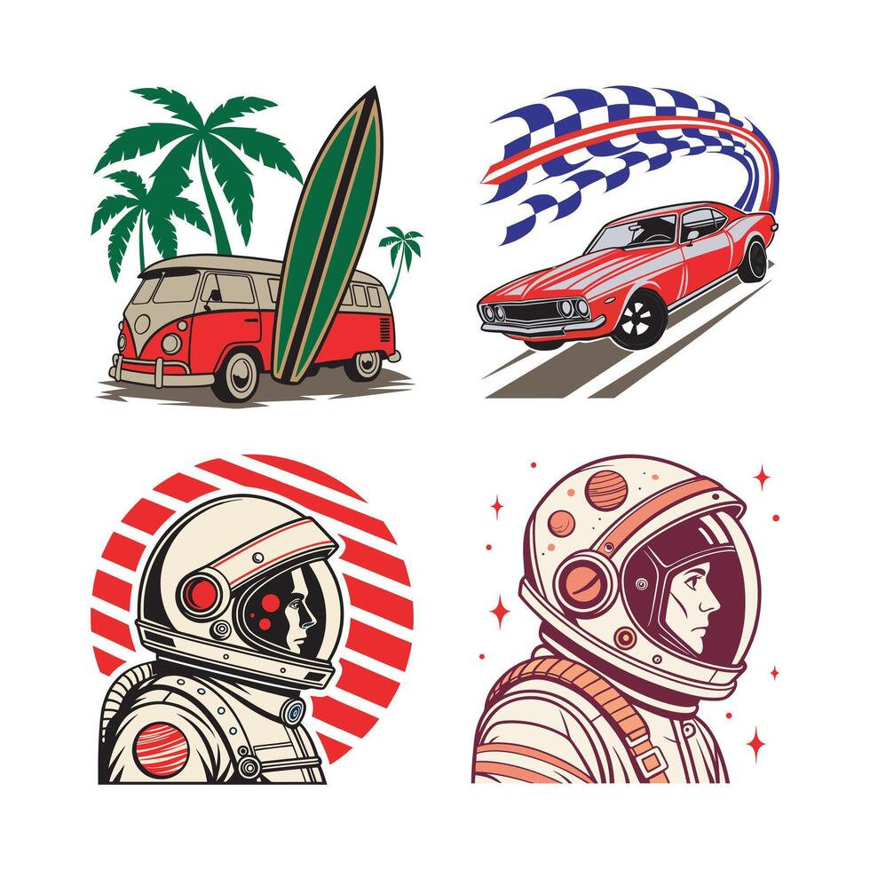 Retro Vintage T-Shirt Designs. Timeless Graphics for Unique Apparel, Stylish vintage designs for print. vector