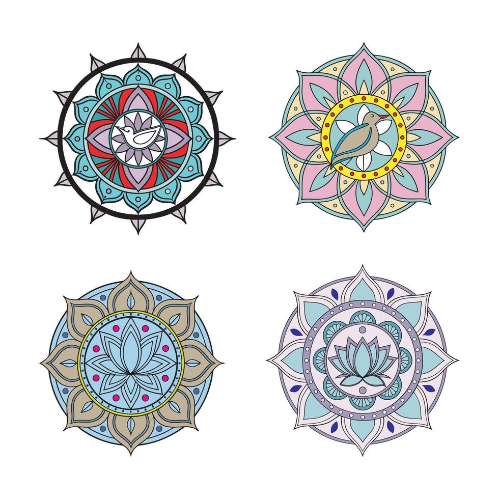 Indian Traditional Mandala Design Bundle. Indian traditional mandala design collection. Ethnic ornamental mandala design bundle vector