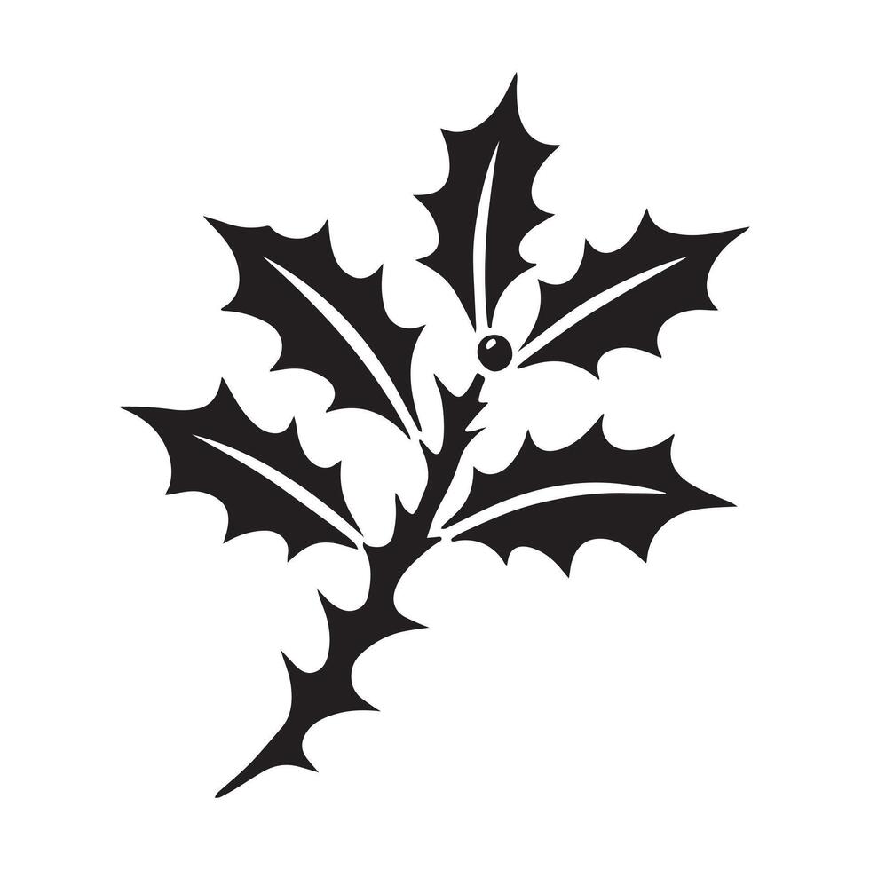Elegant Holly Sprig Silhouette Illustration vector
