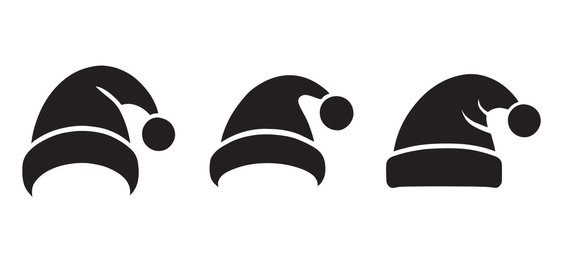 Set of Santa Hats Silhouettes for Christmas Designs vector