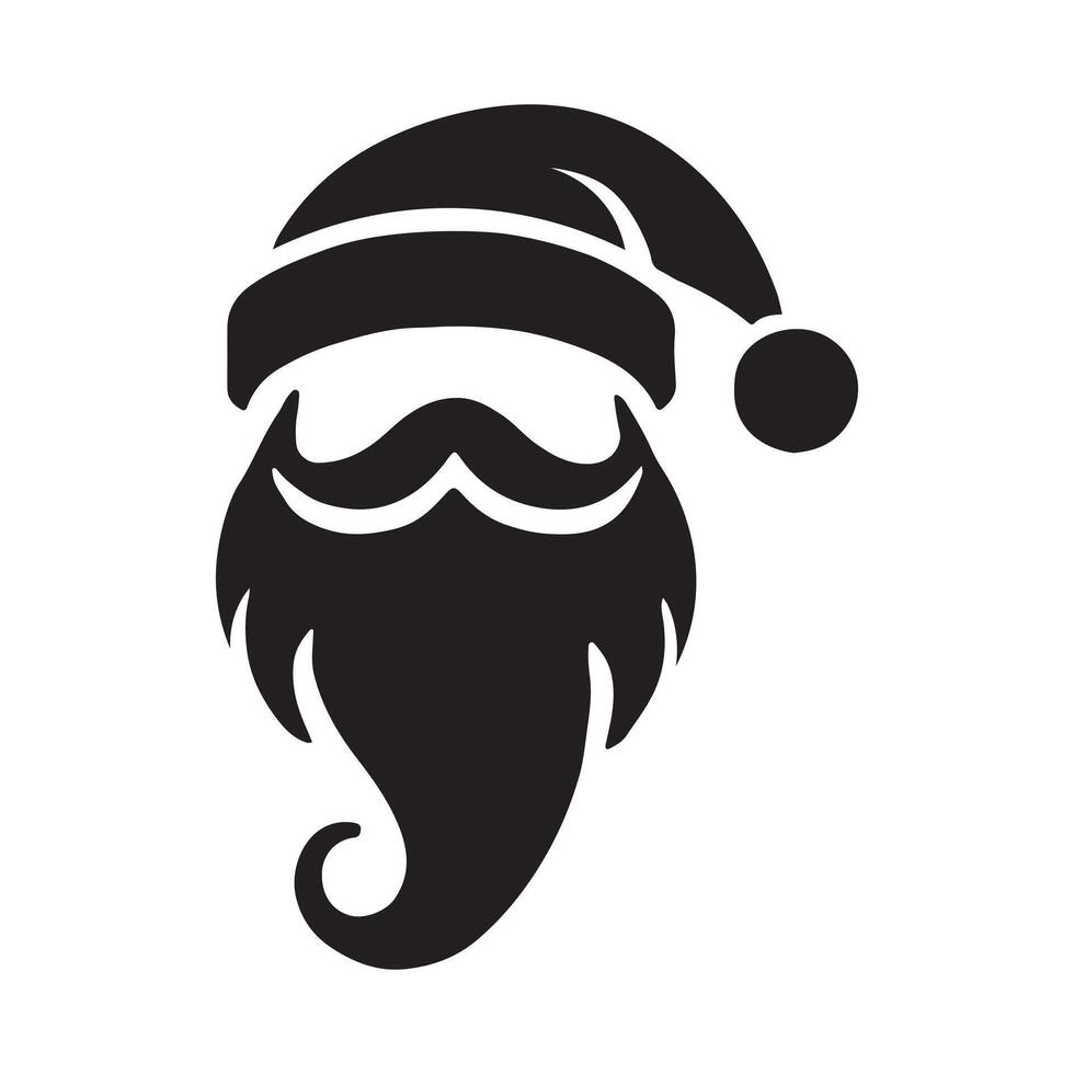 Santa Claus Silhouette with Hat and Beard Illustration vector