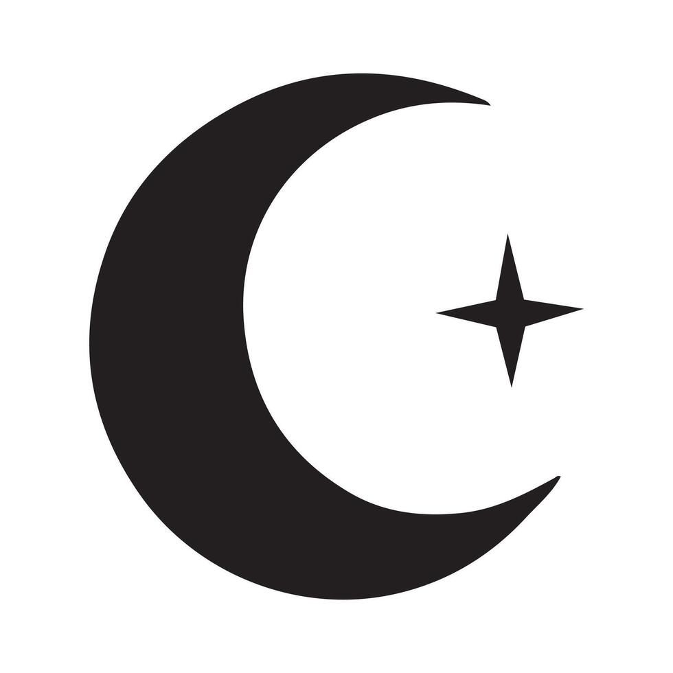 Crescent Moon and Star Silhouette A Symbol of Islamic Faith vector