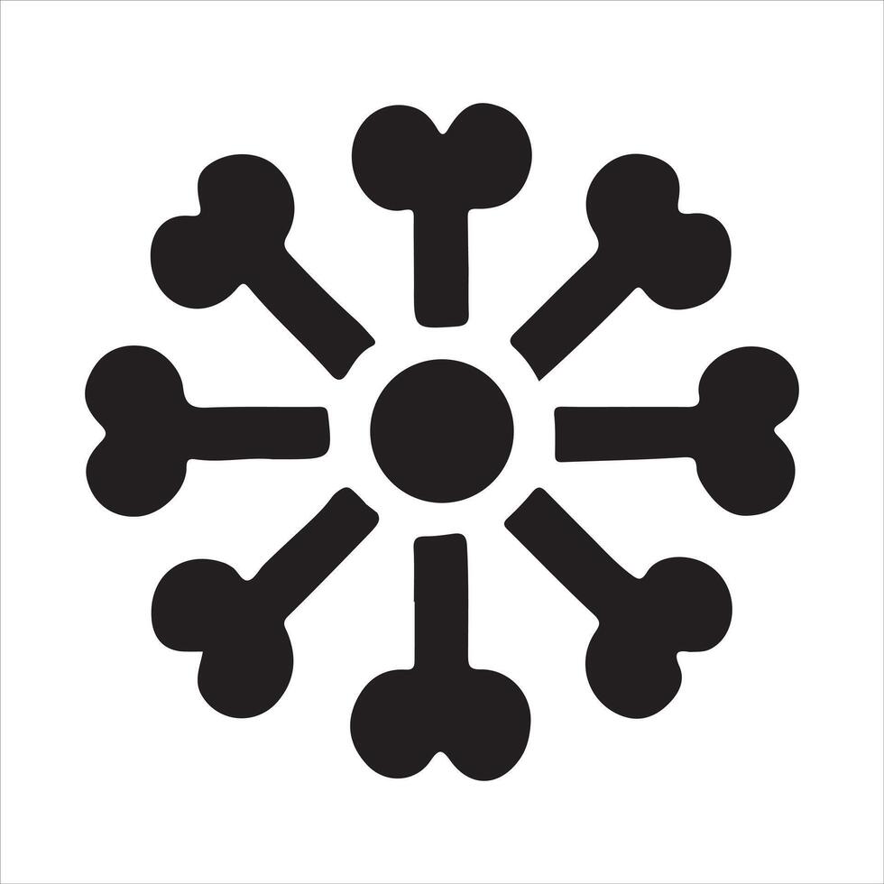 Stylish Black Bone Silhouette Snowflake Design Illustration vector