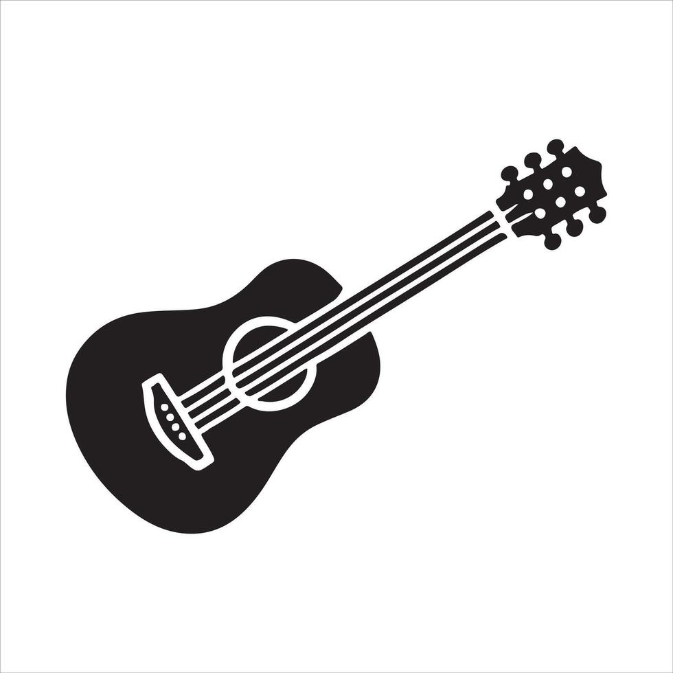 Acoustic Guitar Silhouette Icon A Simple Illustration vector