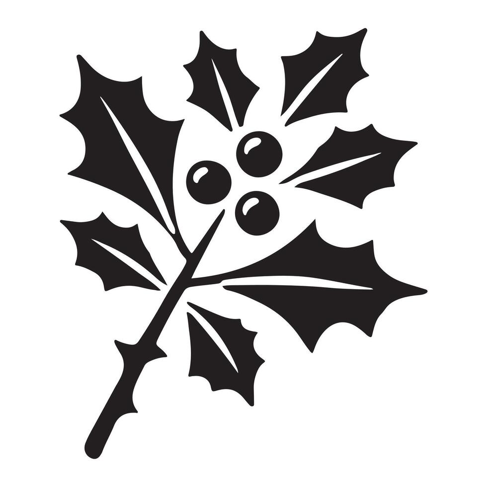 Holly Branch Silhouette Illustration for Festive Designs vector