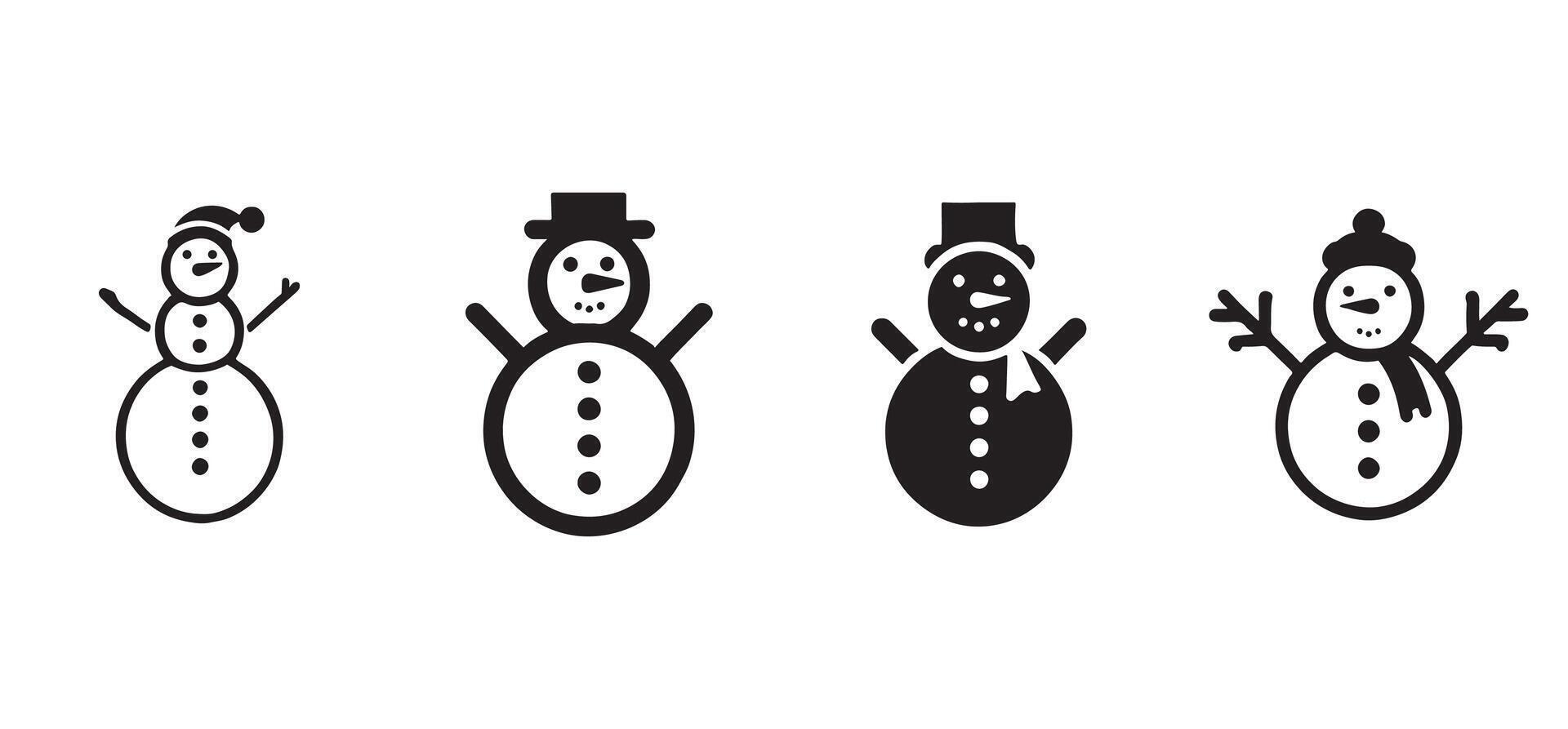 Charming Snowman Silhouettes for Winter Designs vector