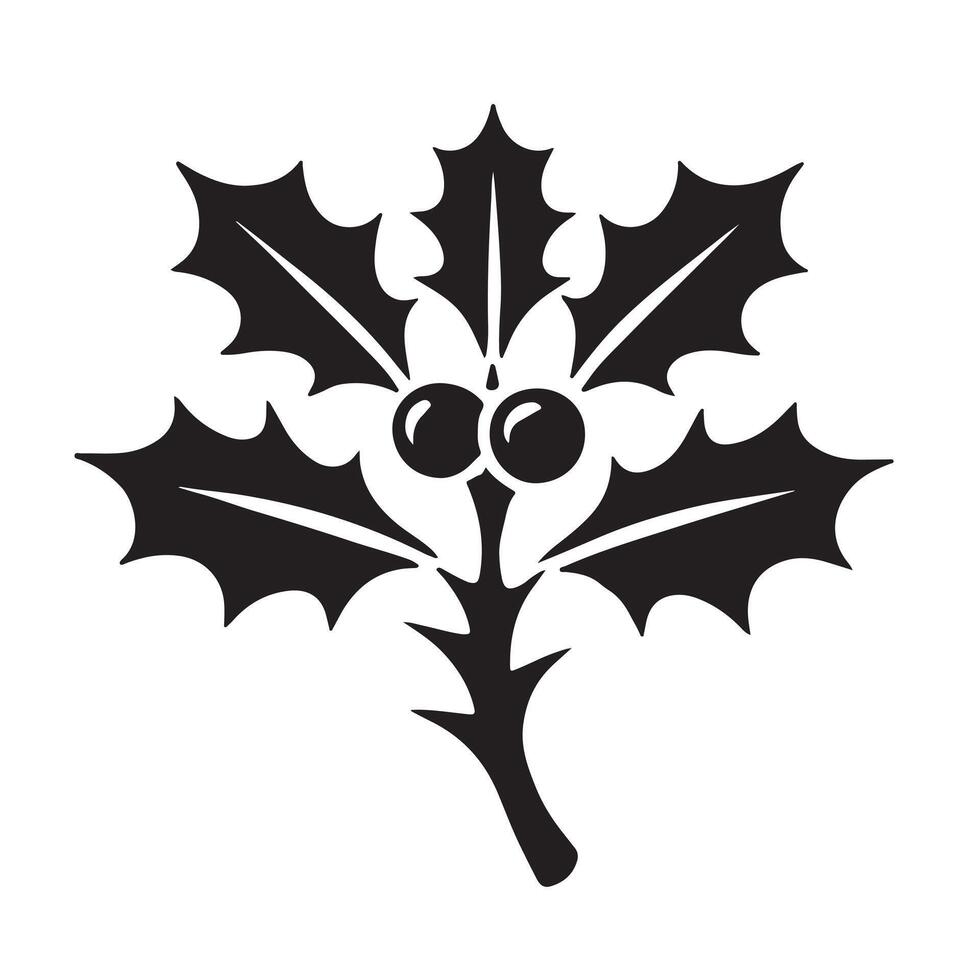Holly Sprig Silhouette A Classic Christmas Illustration vector