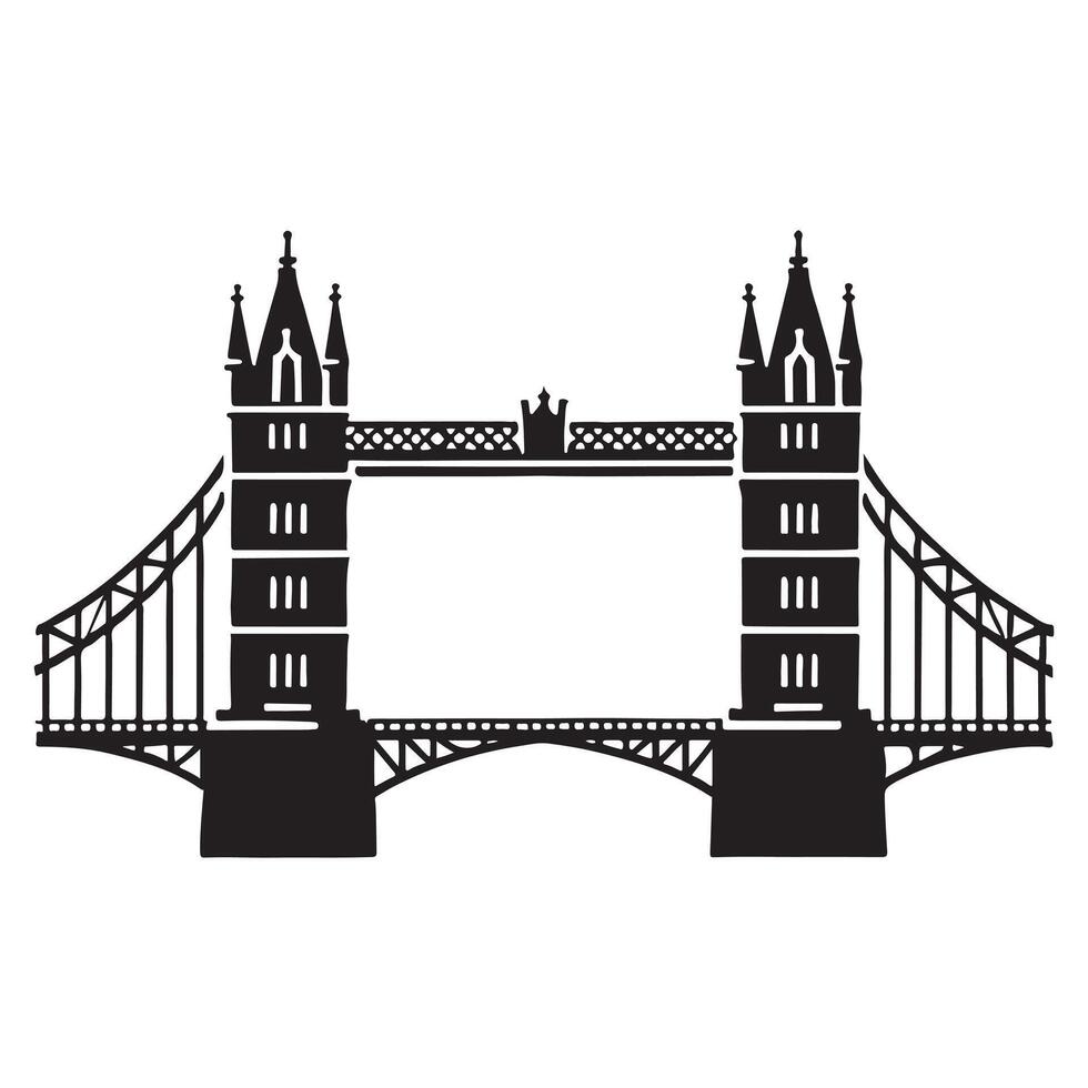Tower Bridge London Silhouette Illustration for Travel Designs vector