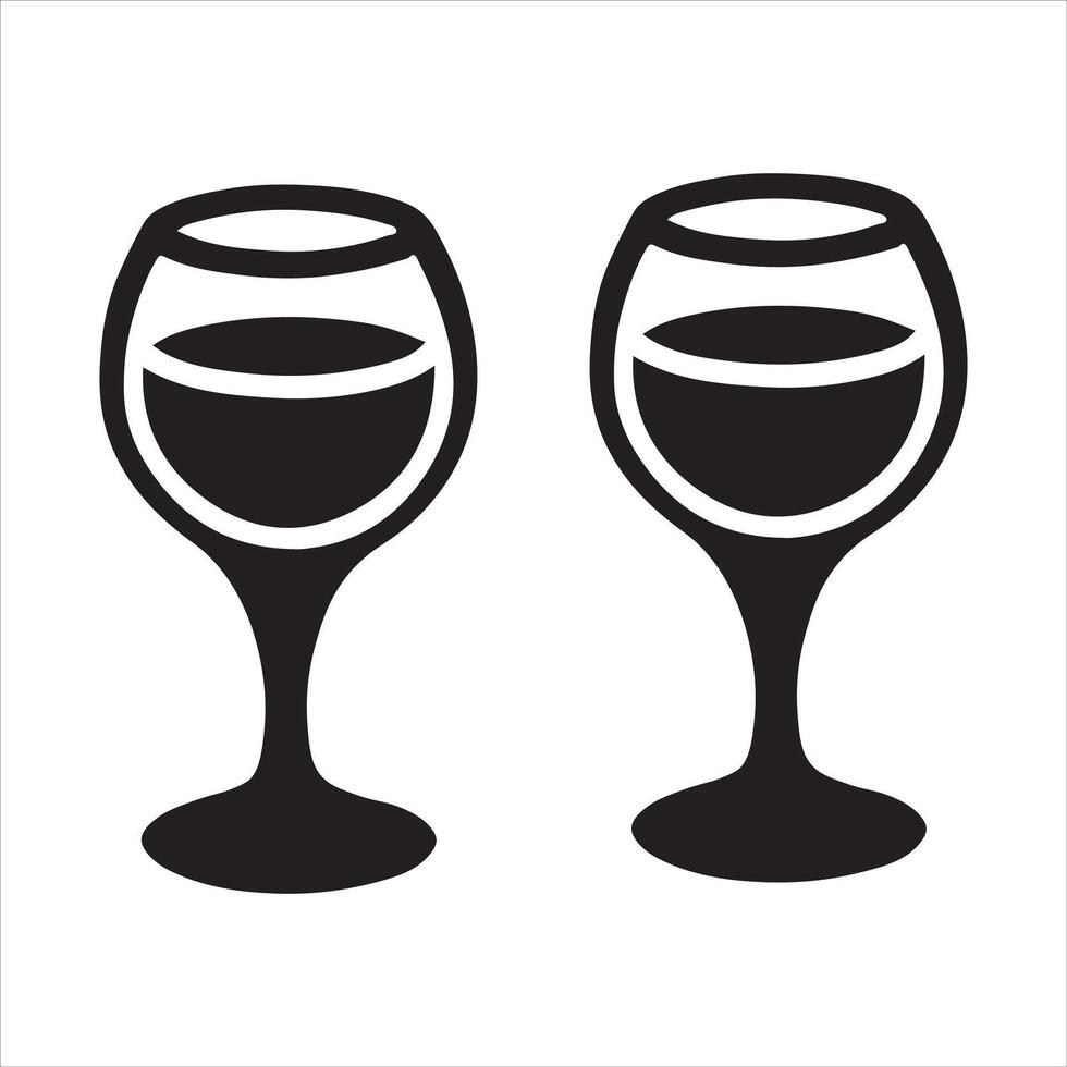 Pair of Elegant Wine Glasses Silhouette Illustration vector