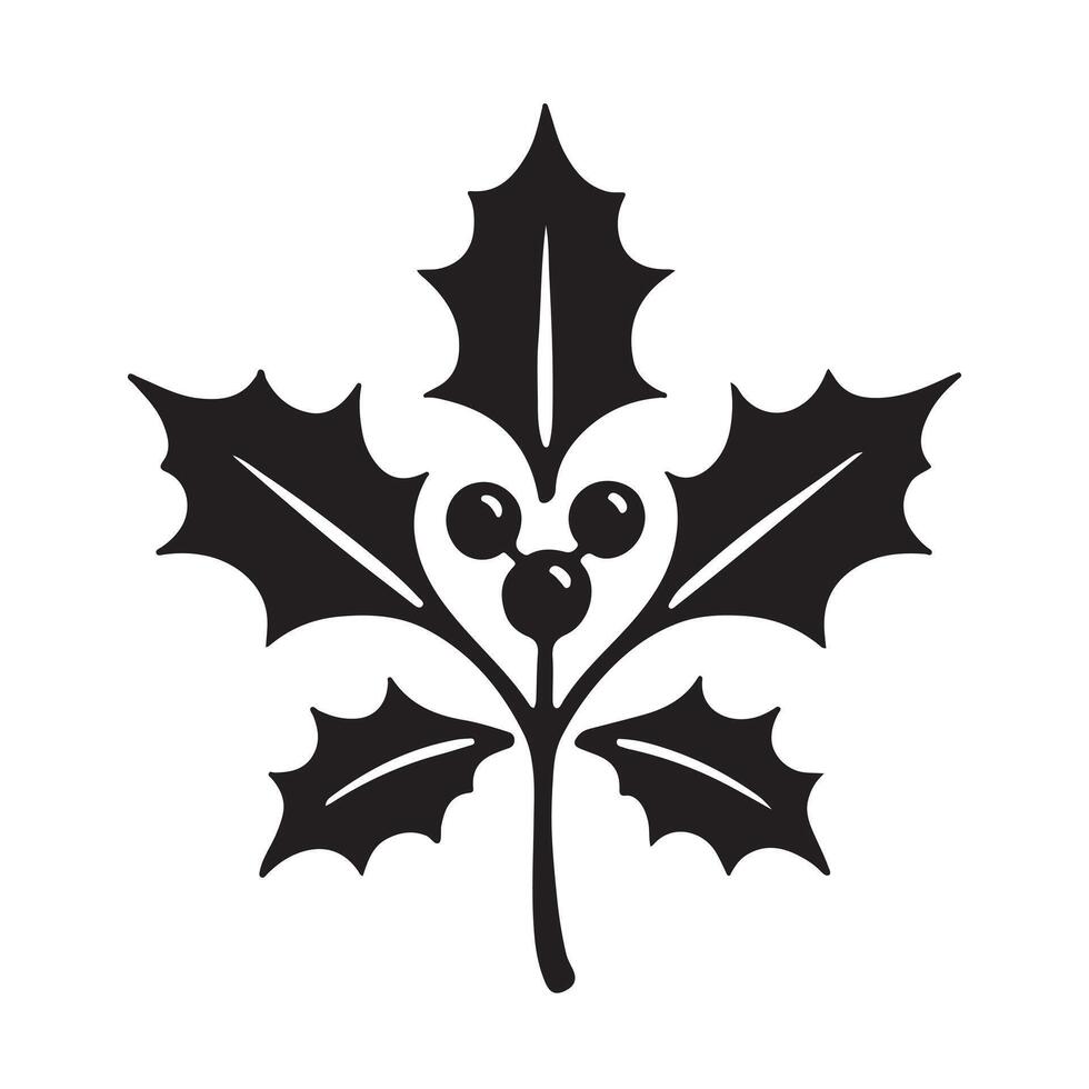 Elegant Holly Sprig Silhouette Illustration for Christmas vector
