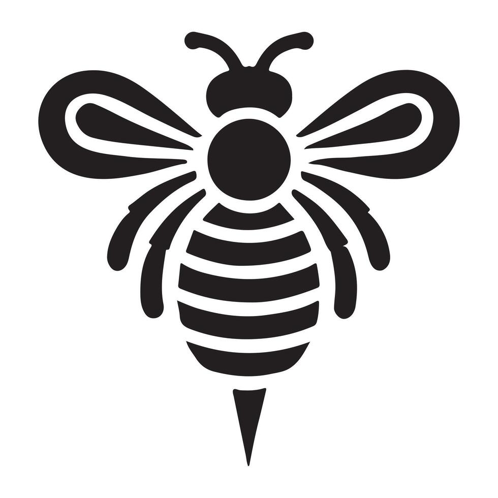 Elegant Black Silhouette Bee Art Illustration vector