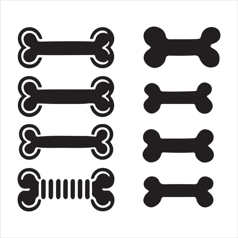 Collection of Dog Bone Silhouettes Various Styles vector