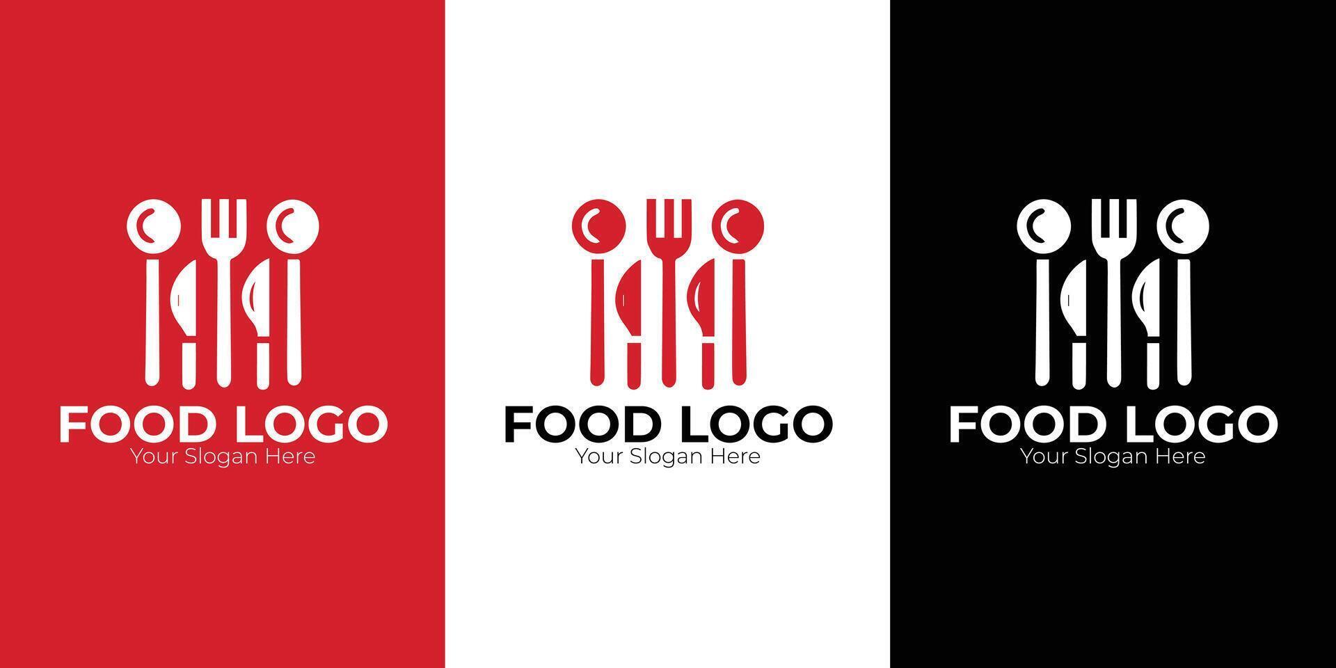 Minimalist food logo featuring a sleek spoons design, perfect for culinary branding. vector