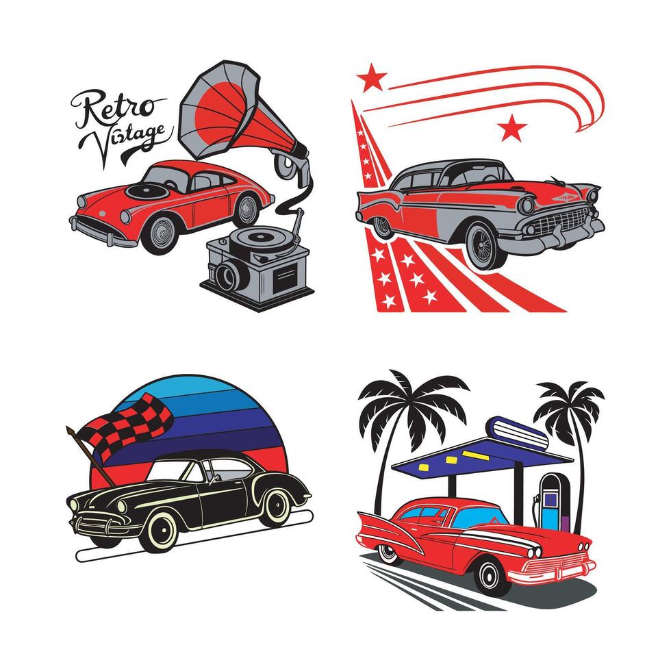 Timeless Graphics for Unique Apparel, Exclusive collection of retro vintage T-shirt designs. vector