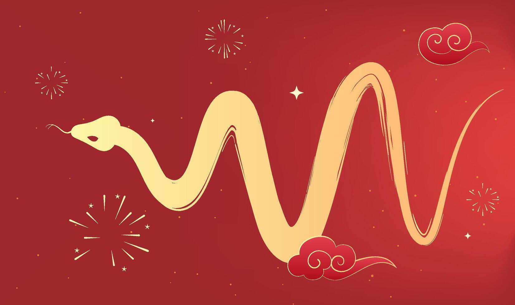 Spring Festival background design gold snake and moire fireworks vector
