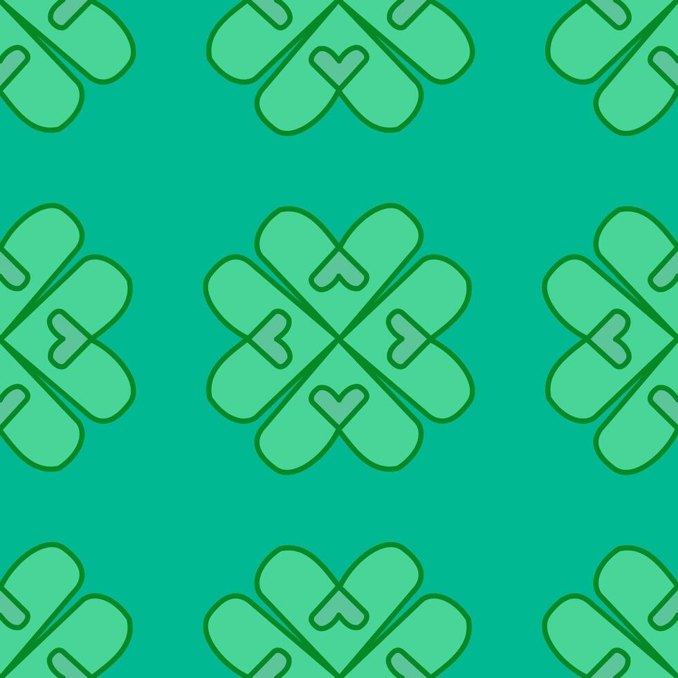 The greeny leaf of clovers with heart on seamless pattern. vector