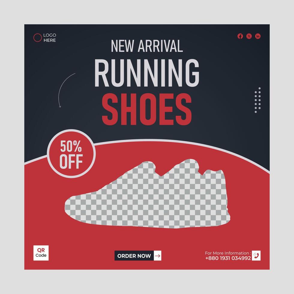 Vibrant Fashion Shoe Social Media Post Design Template vector