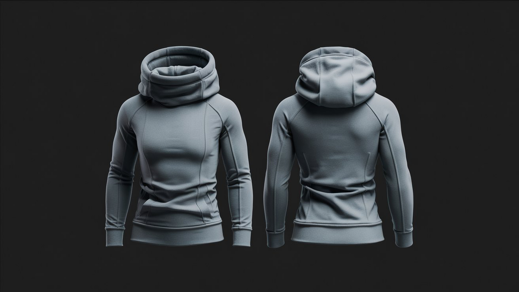 Hoodie mockup ideal for showcasing trendy longsleeve hoodie styles. Use this realistic hoodie template for detailed hoodie visuals and premium longsleeve hoodie apparel ads psd