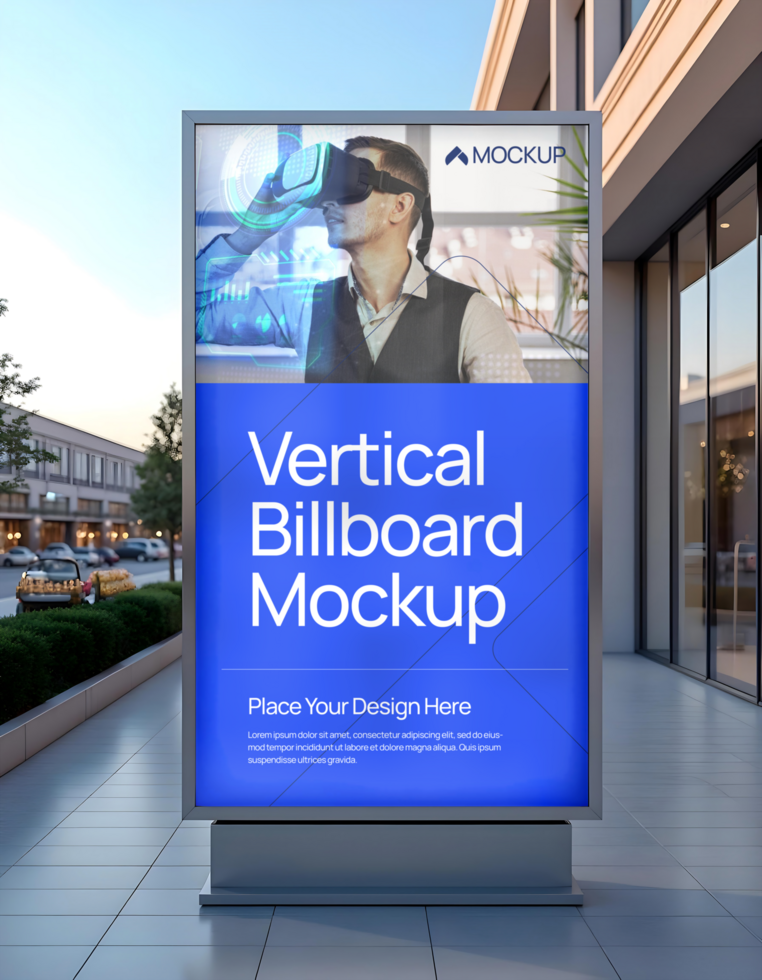 Steert vertical billboard IT Company Mockup psd
