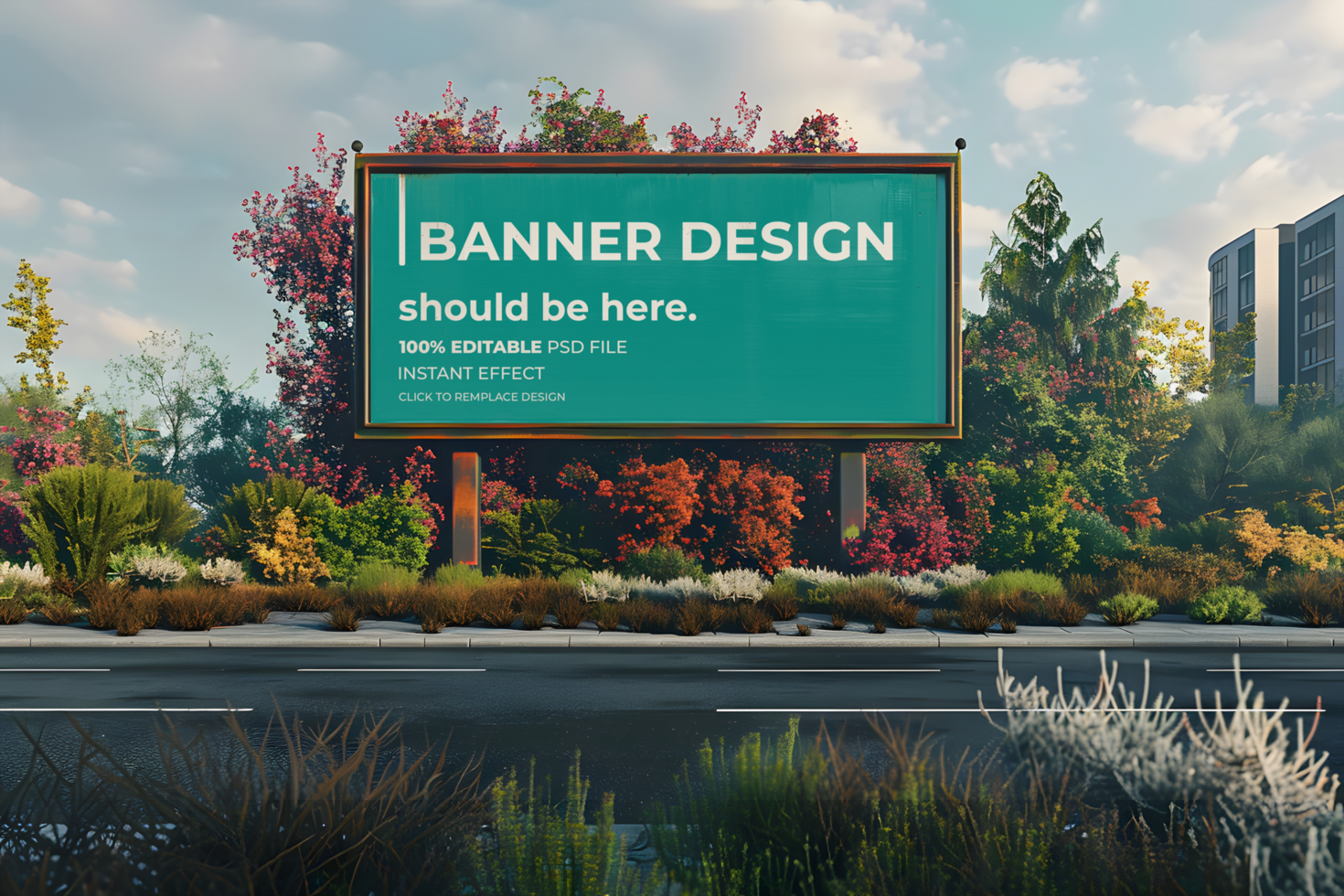 Editable and Realistic 3D Billboard Mockup psd