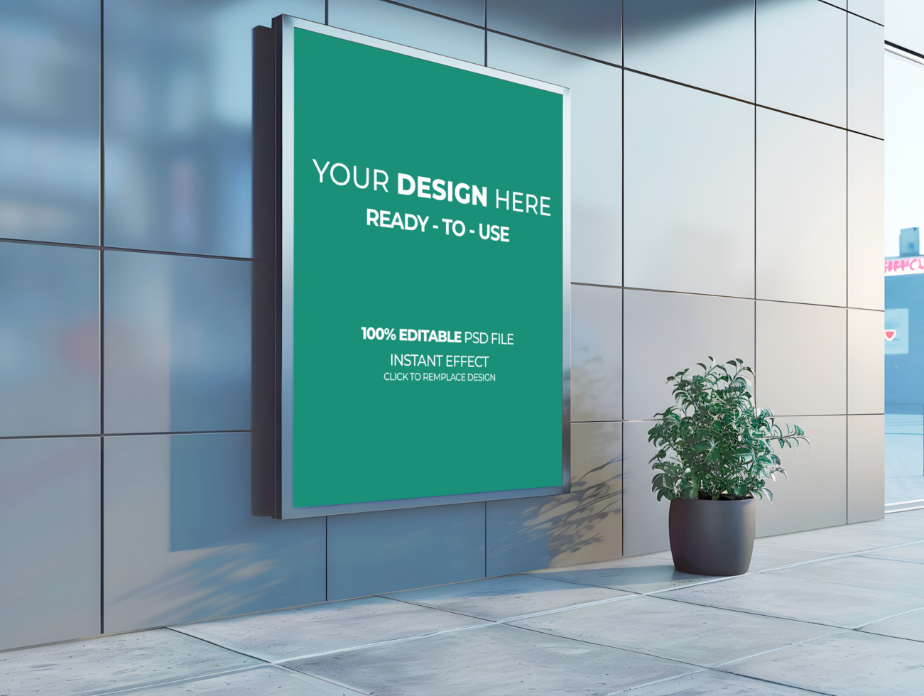 green billboard mockup on the side of a building psd
