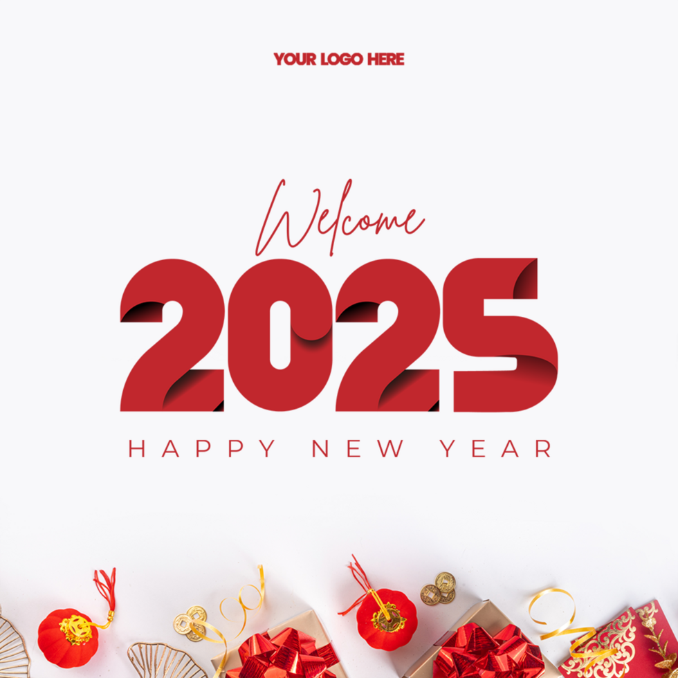 Happy New Year Background Design and Social Media Post Template 2025 psd