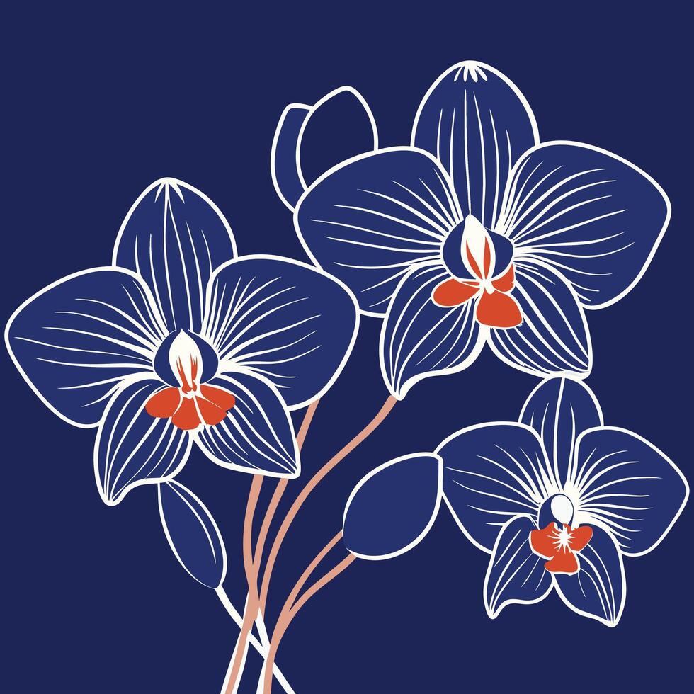 Hand drawn orchid flower outline vector
