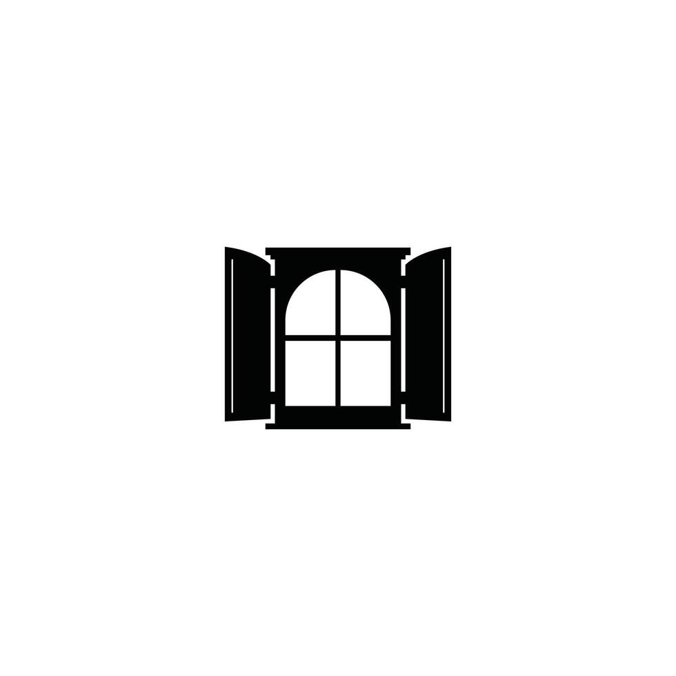 Arched window icon illustration, Open window logo, Minimalist Home Window Design In Black vector