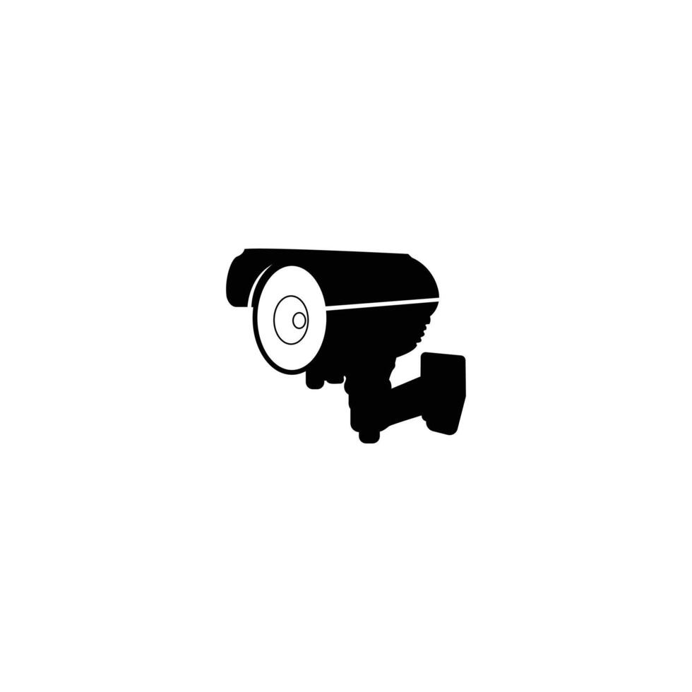 Black CCTV security camera or surveillance camera icon illustration on white background vector