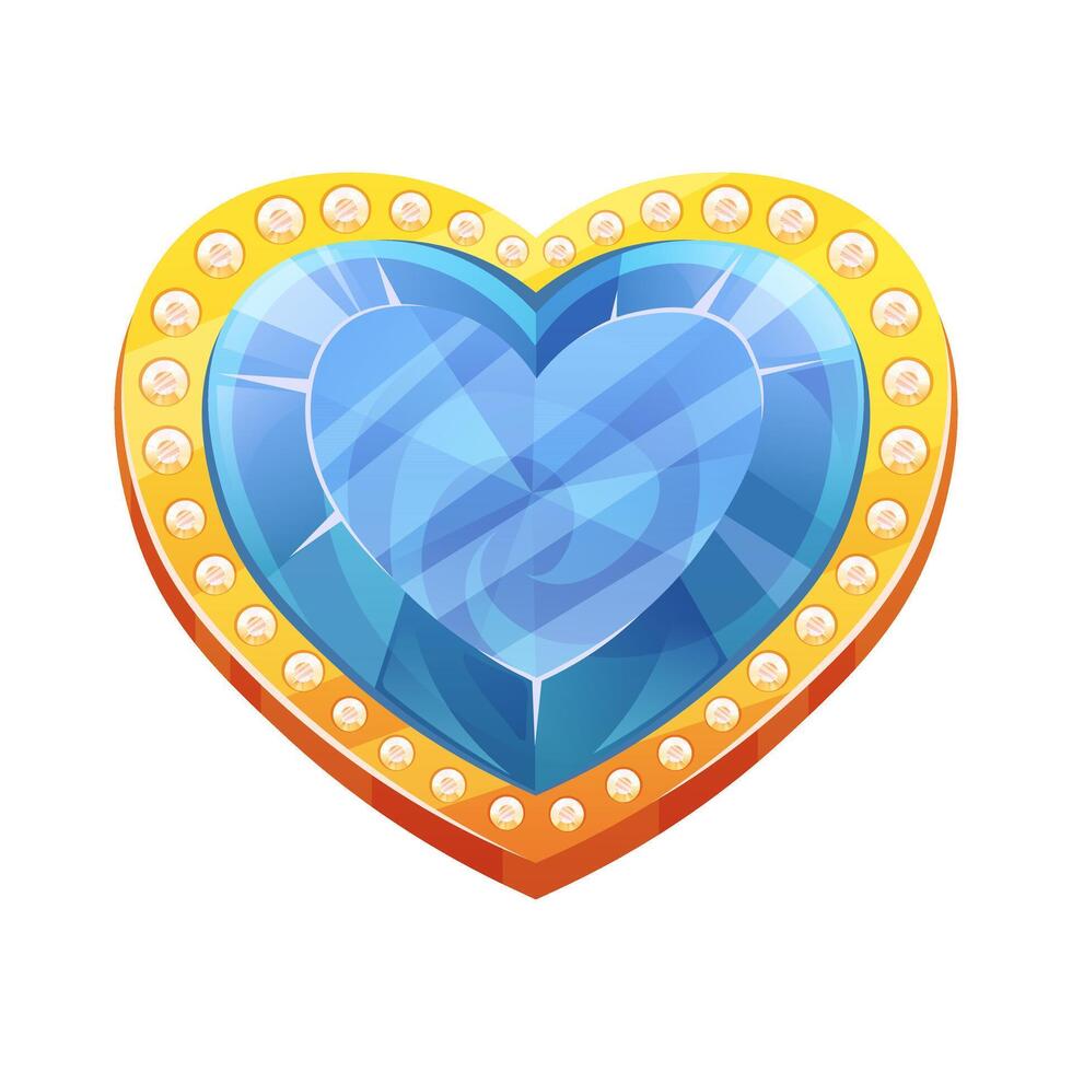 Blue gemstone in gold frame with diamonds. Jewelry isolated. element vector