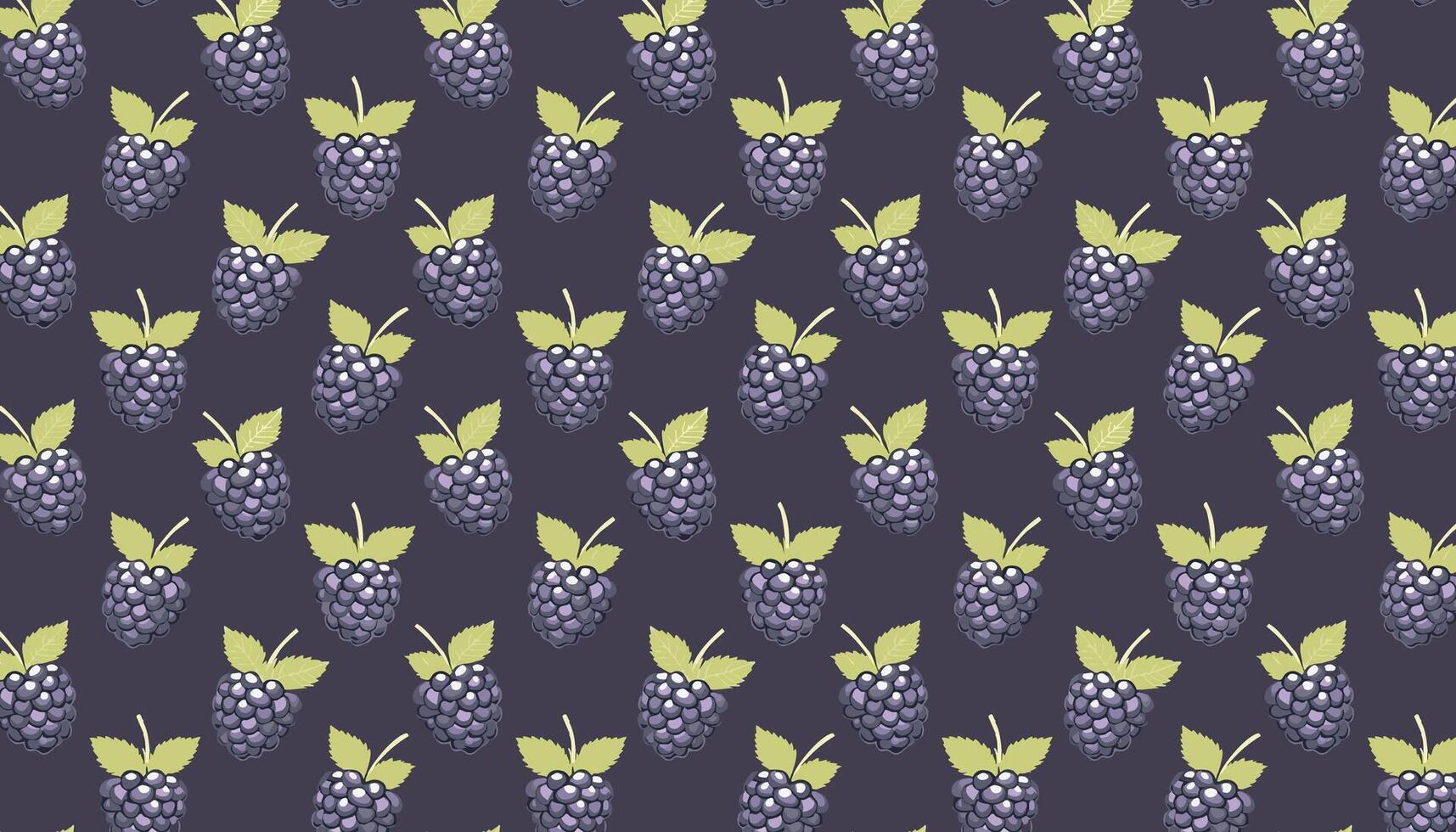 Seamless pattern with blackberries on a dark blue background. illustration. vector