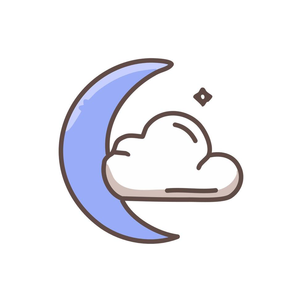 Crescent moon and cloud icon. Weather forecast symbol. illustration vector